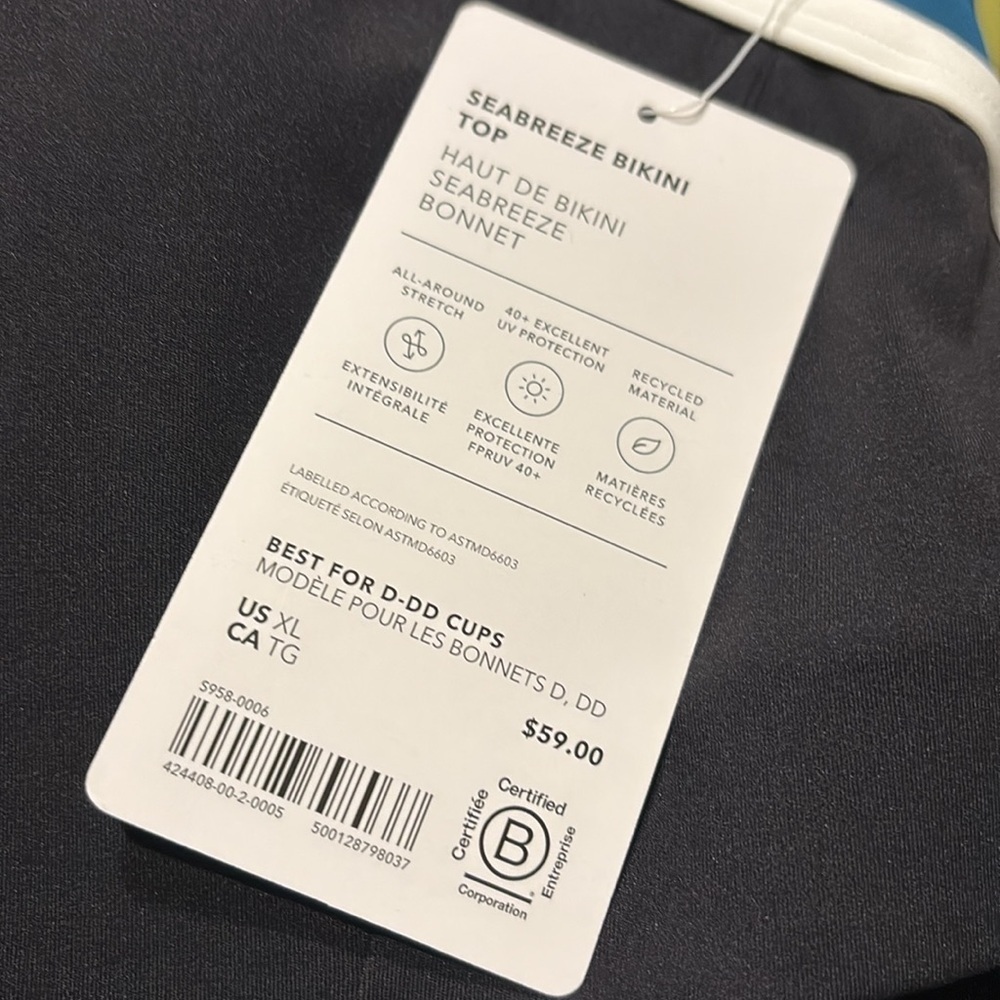 NWT Athleta Seabreeze Bikini Black Top Size XL (Best for D-DD Cups) - Picture 9 of 9